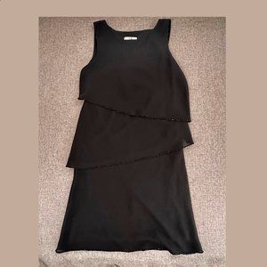 Los Angeles Gal Formal Dress Size 8 Black Sleeveless Tiered Bead Detail Round Ne